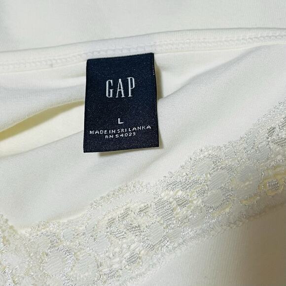 GAP Y2K Lace Trim Cotton Babydoll Tank Top Size L Romantic Angelcore - Picture 6 of 7